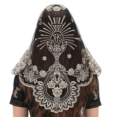 طرحة مانتيلا إسبانية مطرزة بالدانتيل للنساء